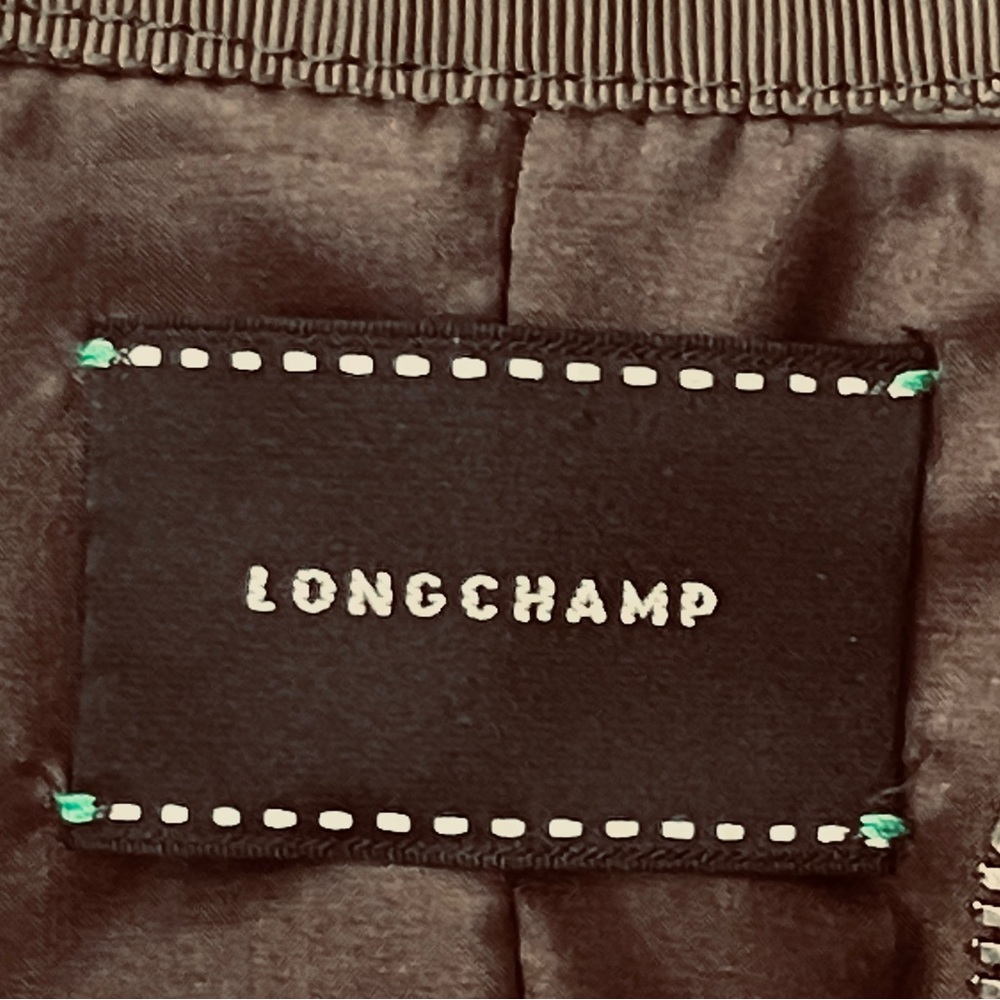 ❤️ LONGCHAMP PARIS DESIGNER LUXURY LAMB KIDSKIN LEATHER CROPPED RUCHED JACKET - Picture 3 of 14